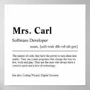 Software Developer Personalised Gift Poster