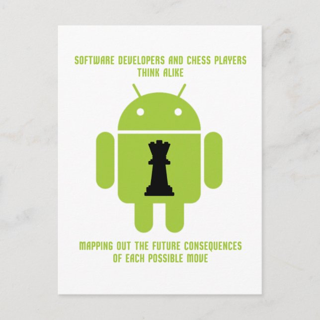 Software Developers Chess Players Think Android Postcard (Front)