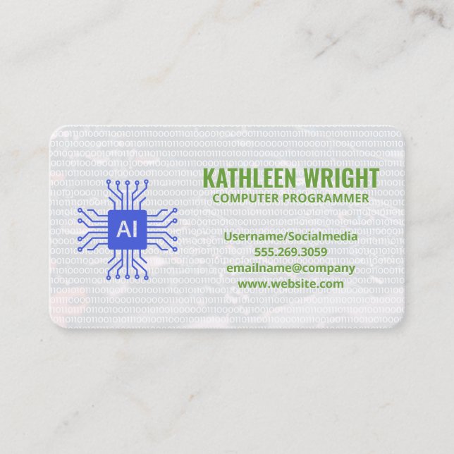 Software Engineer | Binary Code | Tech Business Card (Front)