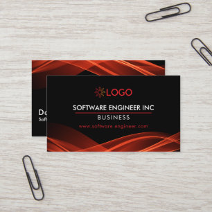 Software Engineer Business Cards Black Red Modern