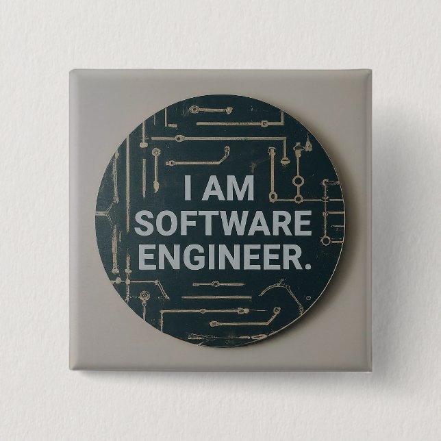 Software Engineer-Designed Square 15 Cm Square Badge (Front)