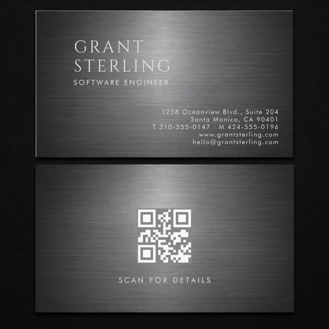 Software Engineer Metallic QR Code Business Card (Creator Uploaded)