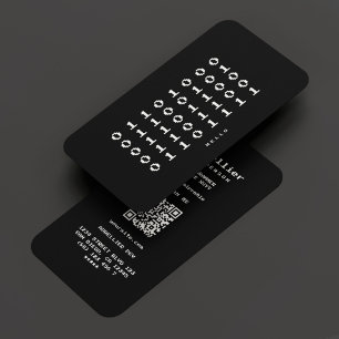 Software Engineer Programmer Developer Black White Business Card
