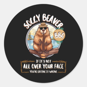 Soggy Beaver Bbq Classic Round Sticker