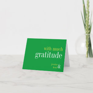 Soild green typography modern thank you note card