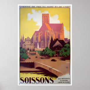 Soissons Travel Poster French Print France Commune