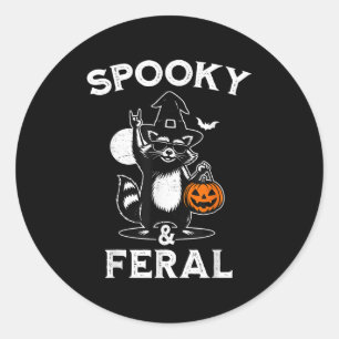 Soky And Feral Halloween Racoon Funny Classic Round Sticker