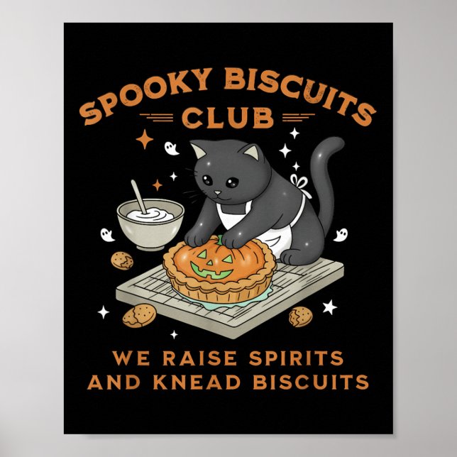Soky Biscuits Club Black Cat Pumpkin Halloween Bak Poster (Front)