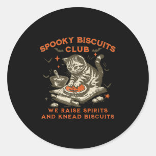 Soky Biscuits Club Cat, Funny Halloween Baking  Classic Round Sticker