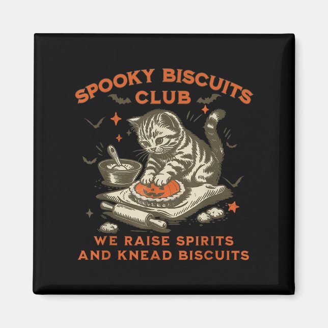 Soky Biscuits Club Cat, Funny Halloween Baking  Magnet (Front)