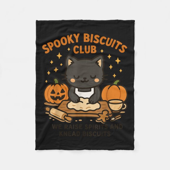 Soky Biscuits Club Cat Funny Halloween Baking Tee  Fleece Blanket (Front)