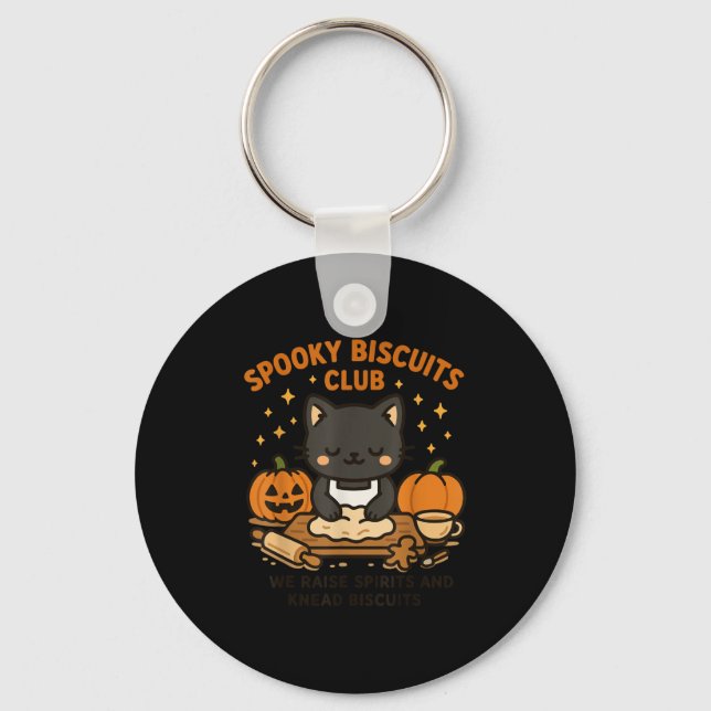 Soky Biscuits Club Cat Funny Halloween Baking Tee  Key Ring (Front)