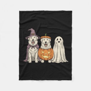 Soky Ghost Great Pyrenees Pumpkin Halloween Dog Lo Fleece Blanket