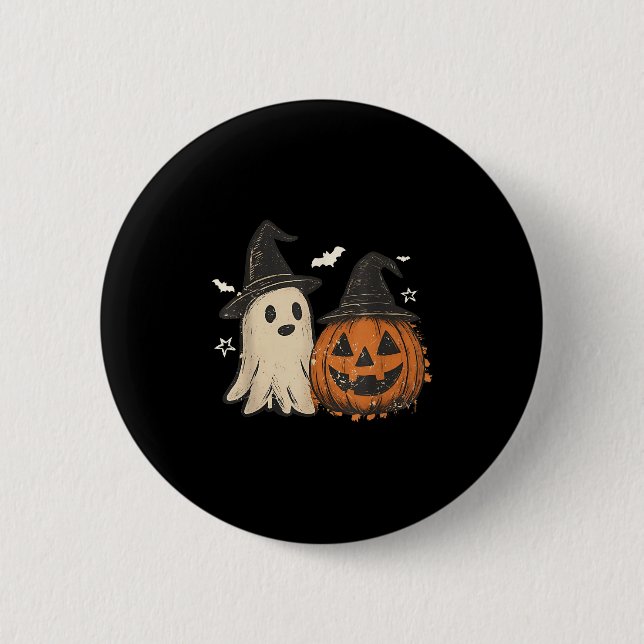 Soky Ghost Halloween Preppy Floral Pumpkin Soky Se 6 Cm Round Badge (Front)