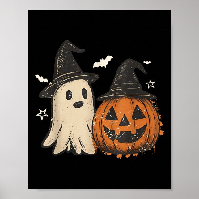 Soky Ghost Halloween Preppy Floral Pumpkin Soky Se Poster (Front)