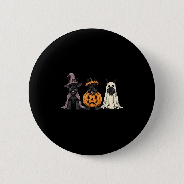 Soky Ghost Scottierrier Pumpkin Halloween Dog Love 6 Cm Round Badge (Front)