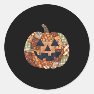 Soky Halloween Pumpkin Patchwork Cute Fall Soky Se Classic Round Sticker