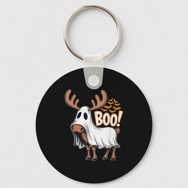 Soky Moose Ghost Boo Costume Halloween Party  Key Ring (Front)