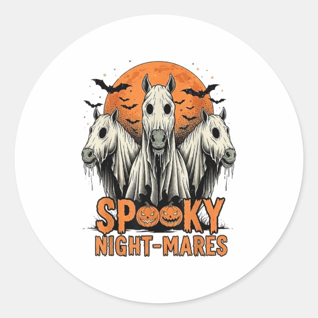 Soky Night-mares Halloween Horse Ghost Funny Soky  Classic Round Sticker (Front)