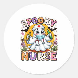 Soky Nurse Ghost Halloween 2025 Cute Groovy Nursin Classic Round Sticker