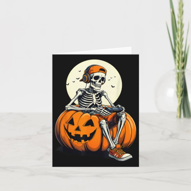 Soky Pumpkin &amp; Skeleton Gamer Tee _ Boys &amp; Card (Front)