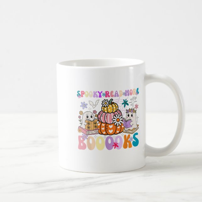 Soky Read More Boooooks Cute Ghost Pumpkin Reading Coffee Mug (Right)