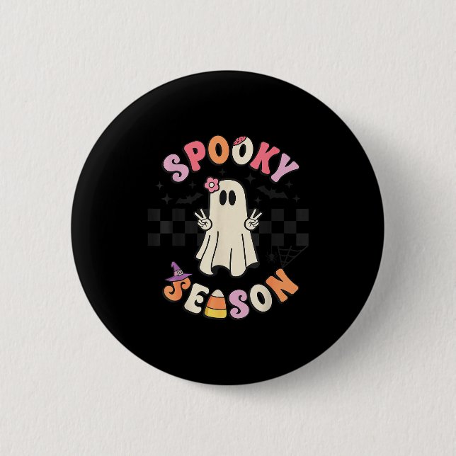 Soky Season Retro Happy Halloween Ghost Women Todd 6 Cm Round Badge (Front)