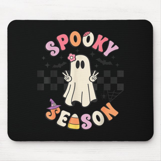 Soky Season Retro Happy Halloween Ghost Women Todd Mouse Pad (Front)