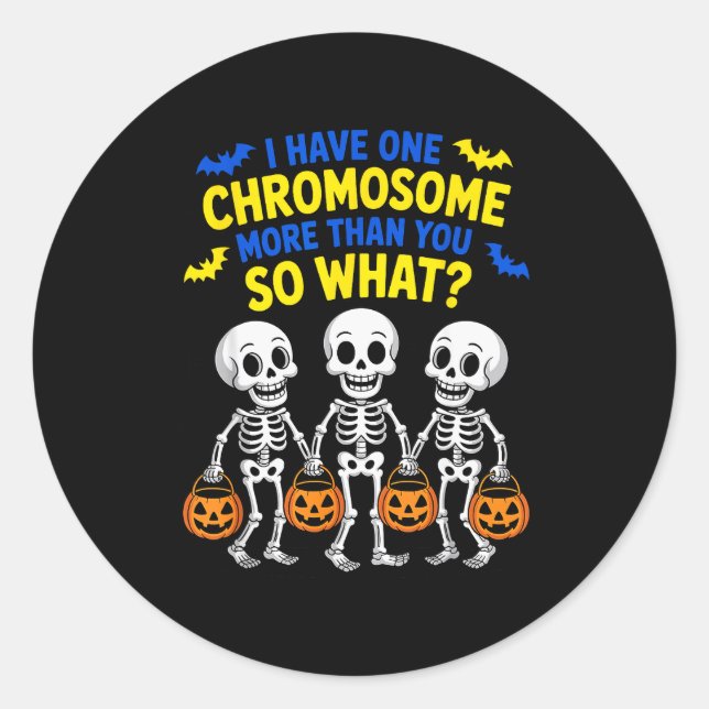 Soky Skeleton Down Syndrome Awareness Extra Chromo Classic Round Sticker (Front)