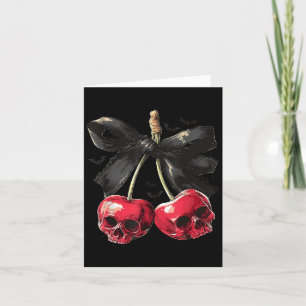 Soky Summer Skull Cherry Halloween Coquette Bow Ha Card
