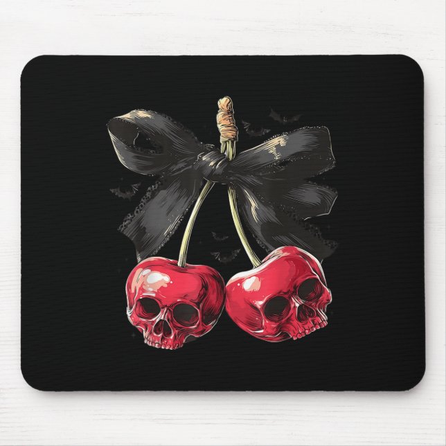 Soky Summer Skull Cherry Halloween Coquette Bow Ha Mouse Pad (Front)
