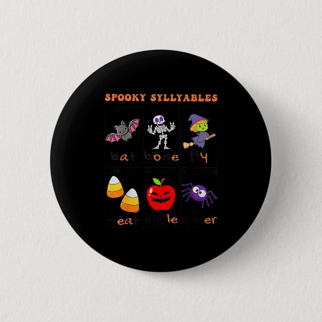Soky Syllables Teacher Funny Halloween Educational 6 Cm Round Badge (Front)