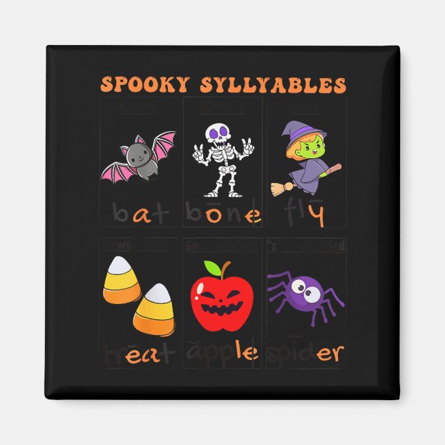 Soky Syllables Teacher Funny Halloween Educational Magnet (Front)