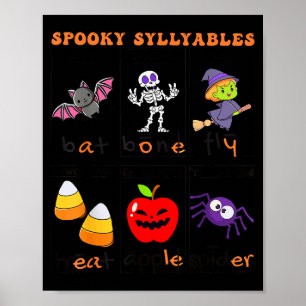 Soky Syllables Teacher Funny Halloween Educational Poster