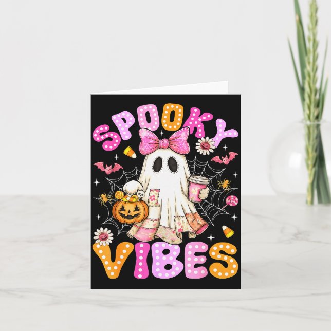 Soky Vibes Ghost Retro Groovy Halloween Women Girl Card (Front)