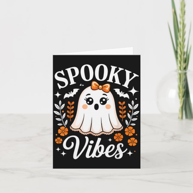 Soky Vibes Ghost Retro Groovy Halloween Women Girl Card (Front)