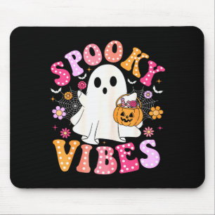 Soky Vibes Ghost Retro Groovy Halloween Women Girl Mouse Pad