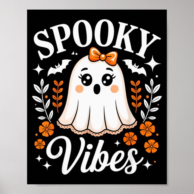 Soky Vibes Ghost Retro Groovy Halloween Women Girl Poster (Front)