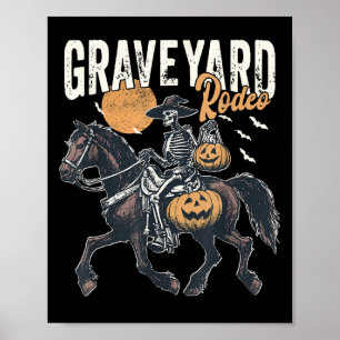 Soky Western Cowboy Skeleton Rodeo Pumpkin Hallowe Poster