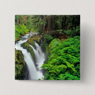Sol Duc Falls in Olympic National Park in 15 Cm Square Badge