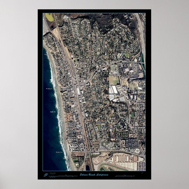 Solana Beach, California satellite poster print (Front)
