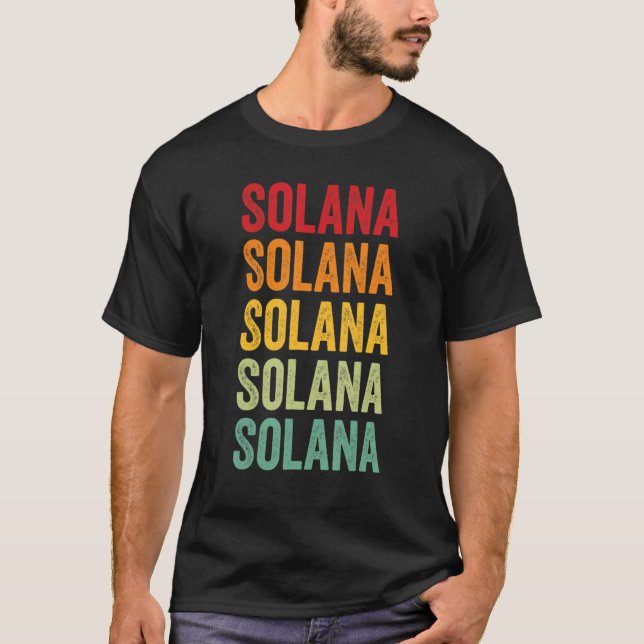 Solana Crypto Rainbow Text Design T-Shirt (Front)