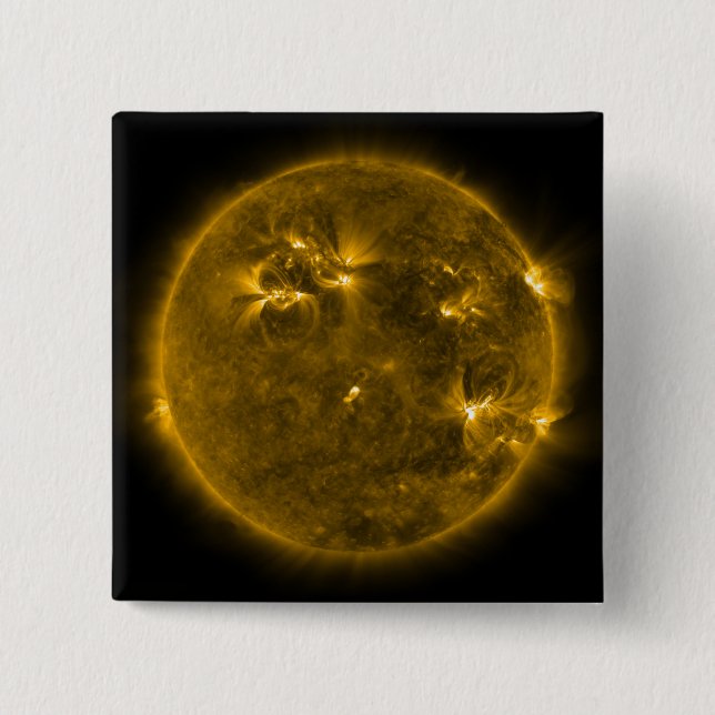 Solar activity on the Sun 4 15 Cm Square Badge (Front)
