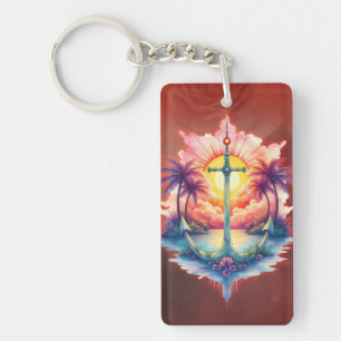 Solar anchor in a tropical paradise. key ring