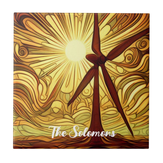 Solar and Wind Energy Ceramic Tile (Front)