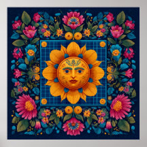 Solar Bloom - Folk Art Solarpunk Poster