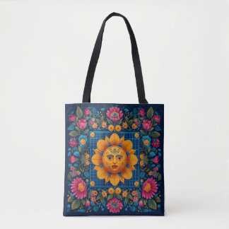Solar Bloom - Folk Art Solarpunk Tote Bag