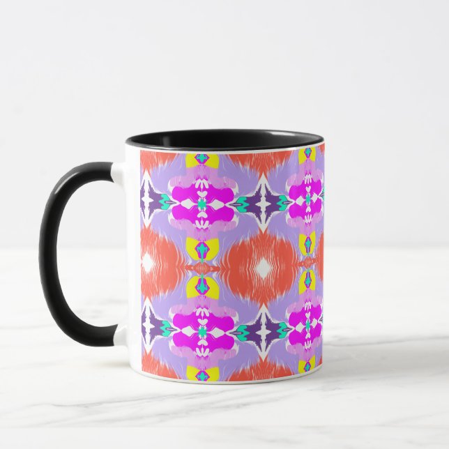 Solar Bloom Kaleidoscope Throw Pillow Mug (Left)