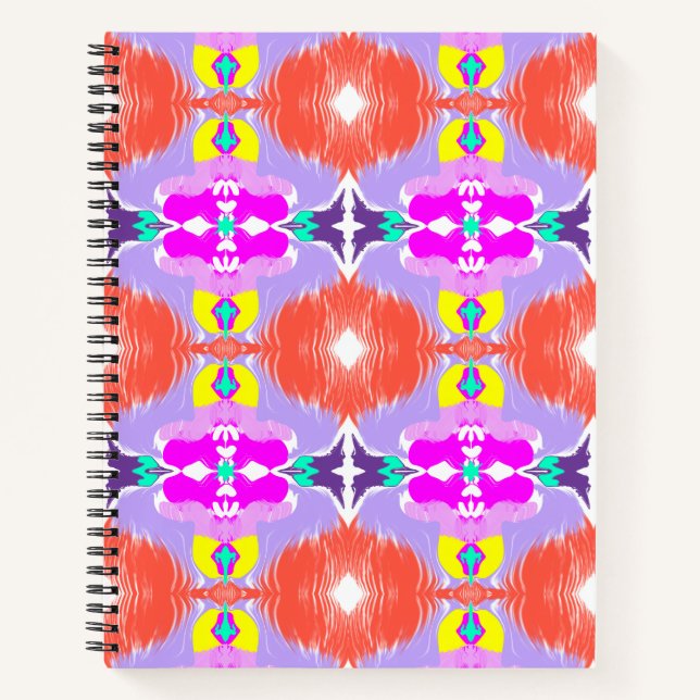 Solar Bloom Kaleidoscope Throw Pillow Notebook (Front)