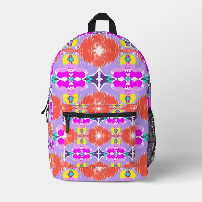 Solar Bloom Kaleidoscope Throw Pillow Printed Backpack (Front)